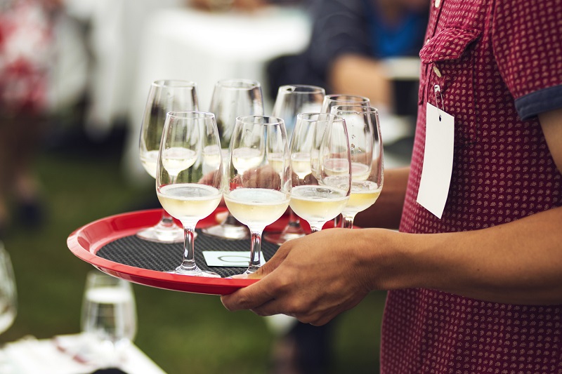 Wine glasses on a tray at Marlborough Wine and Food Festival