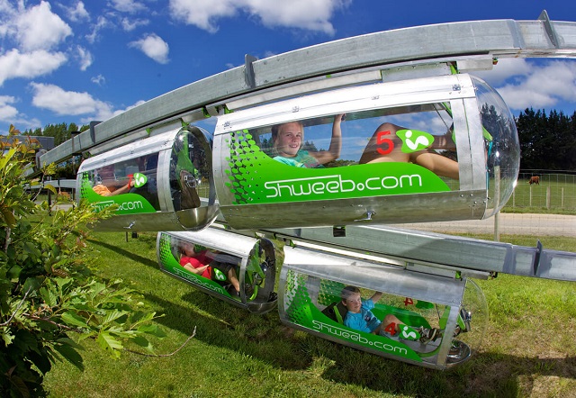 Image of the world's only Shweeb - a suspended pod race in Rotorua