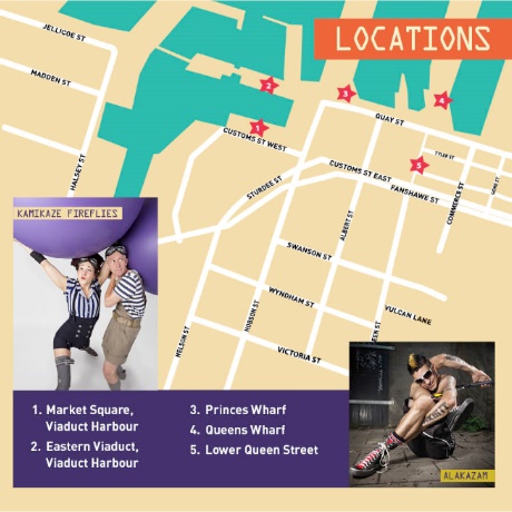 Map for the Auckland International Buskers Festival