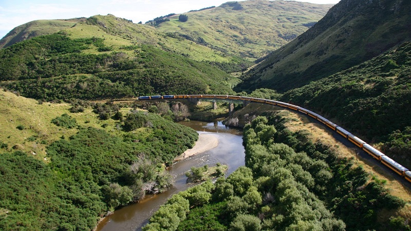 One of the many spectacular viaducts along the Taieri Gorge Railway