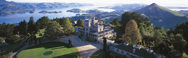 Aerial view of Larnach Castle and garden. Photo credit: larnachcastle.co.nz