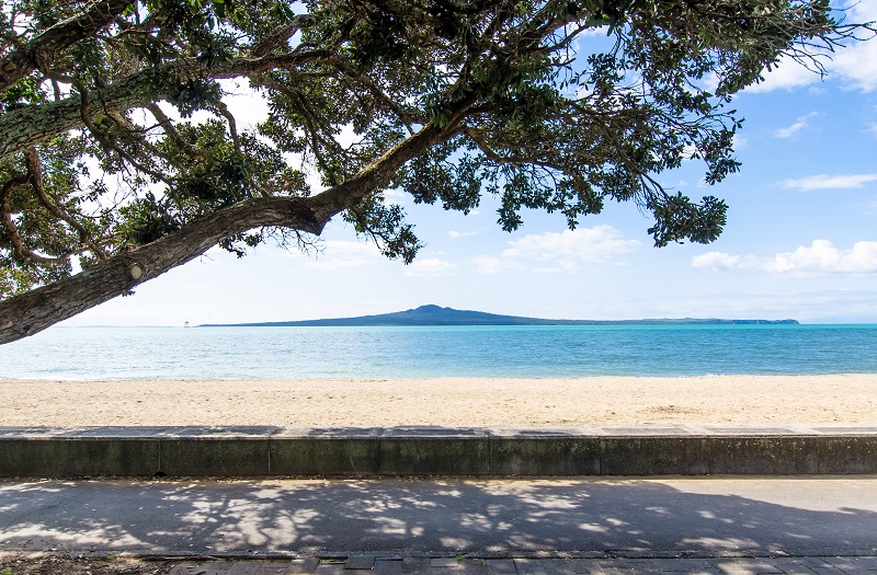 Looking out to Rangitoto from Mission Bay, Auckland