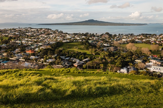 Image of Devonport and Ragitoto taken from Mount Victoria