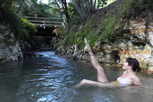 Lady enjoying the swimming hole at WaioTapu