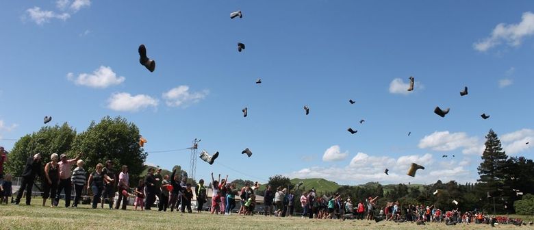 The gumboot throwing competition is the highlight of Taihape Gumboot Day