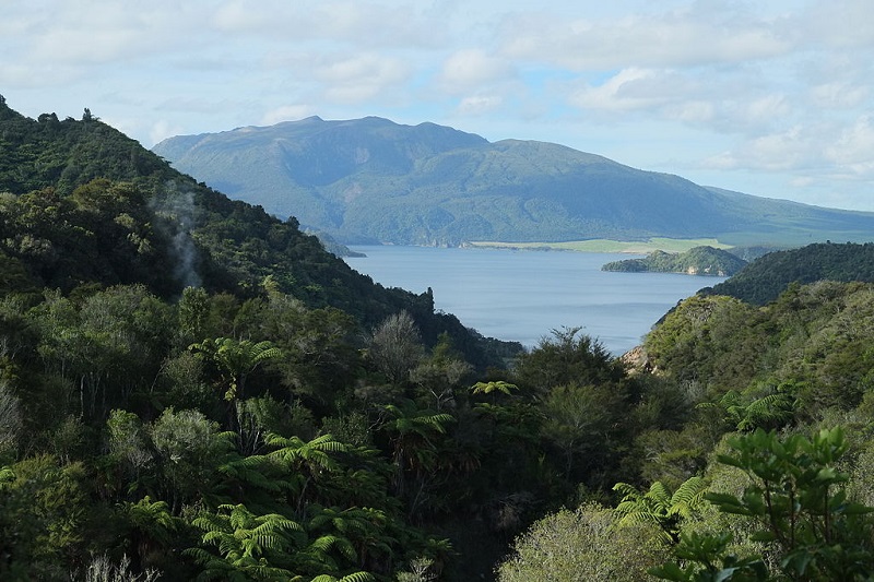 View over Lake Rotomahana looking towards Mt Tarawera